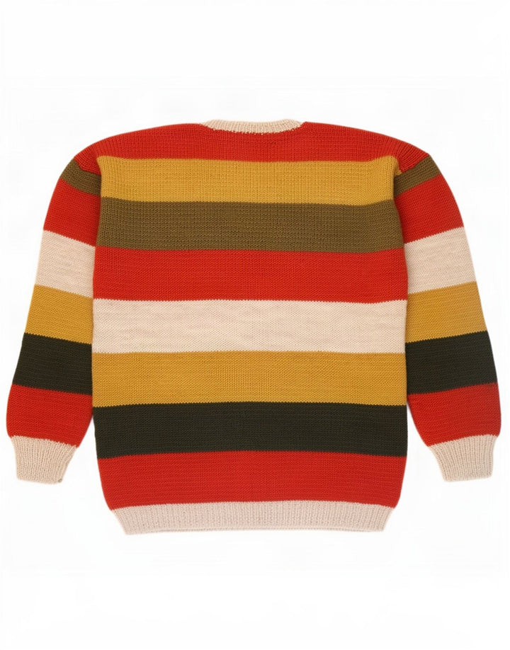 Vintage Herren Pullover mit Rundhalsausschnitt, groß, mehrfarbig gestreift