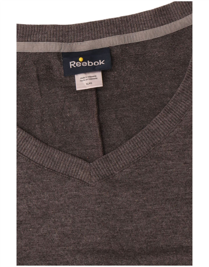 Reebok Damen V-Ausschnitt Pullover Pullover UK 18 XL Grau Polyester