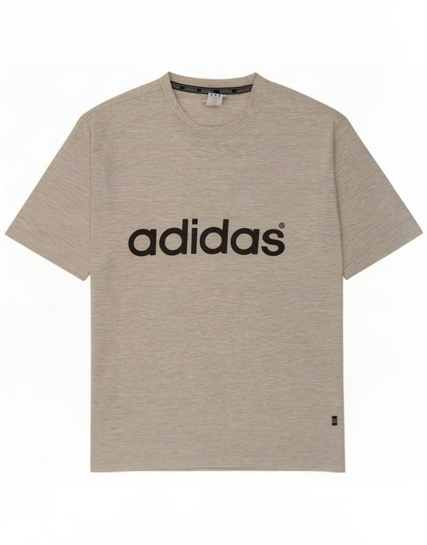 Adidas Herren Grafik T-Shirt Top UK 42/44 Große grau melierte Baumwolle