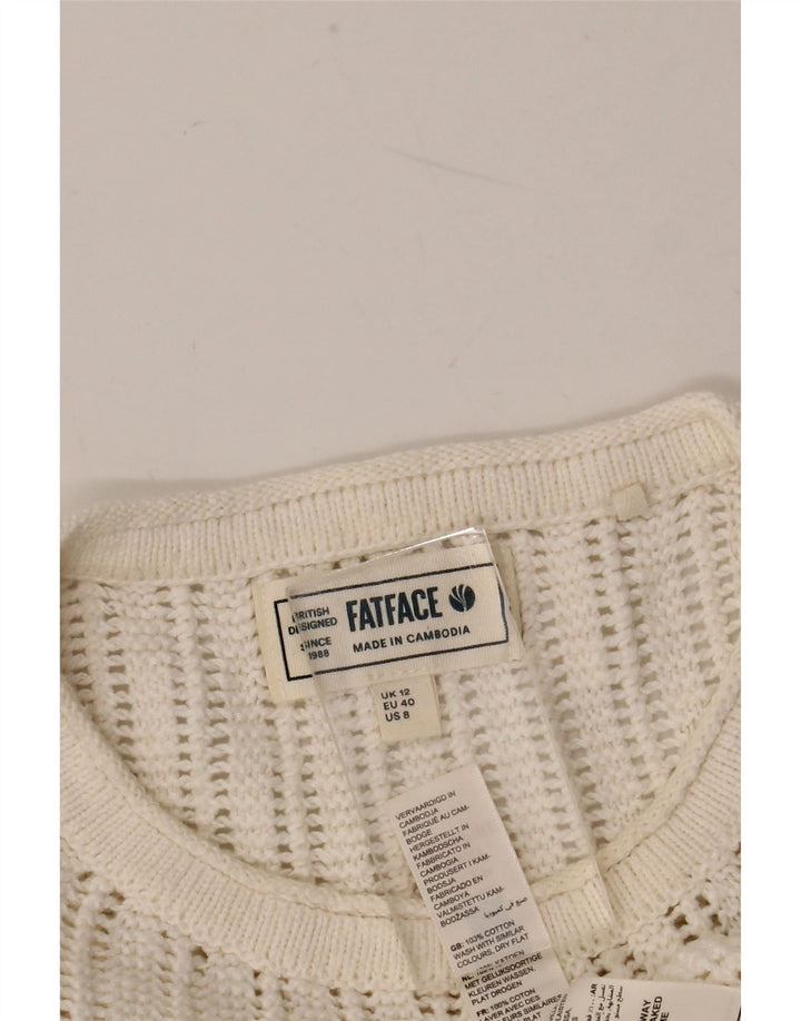 Fat Face Damen-Pullover, übergroß, Rundhalsausschnitt, Gr. 12, Mittelweiß