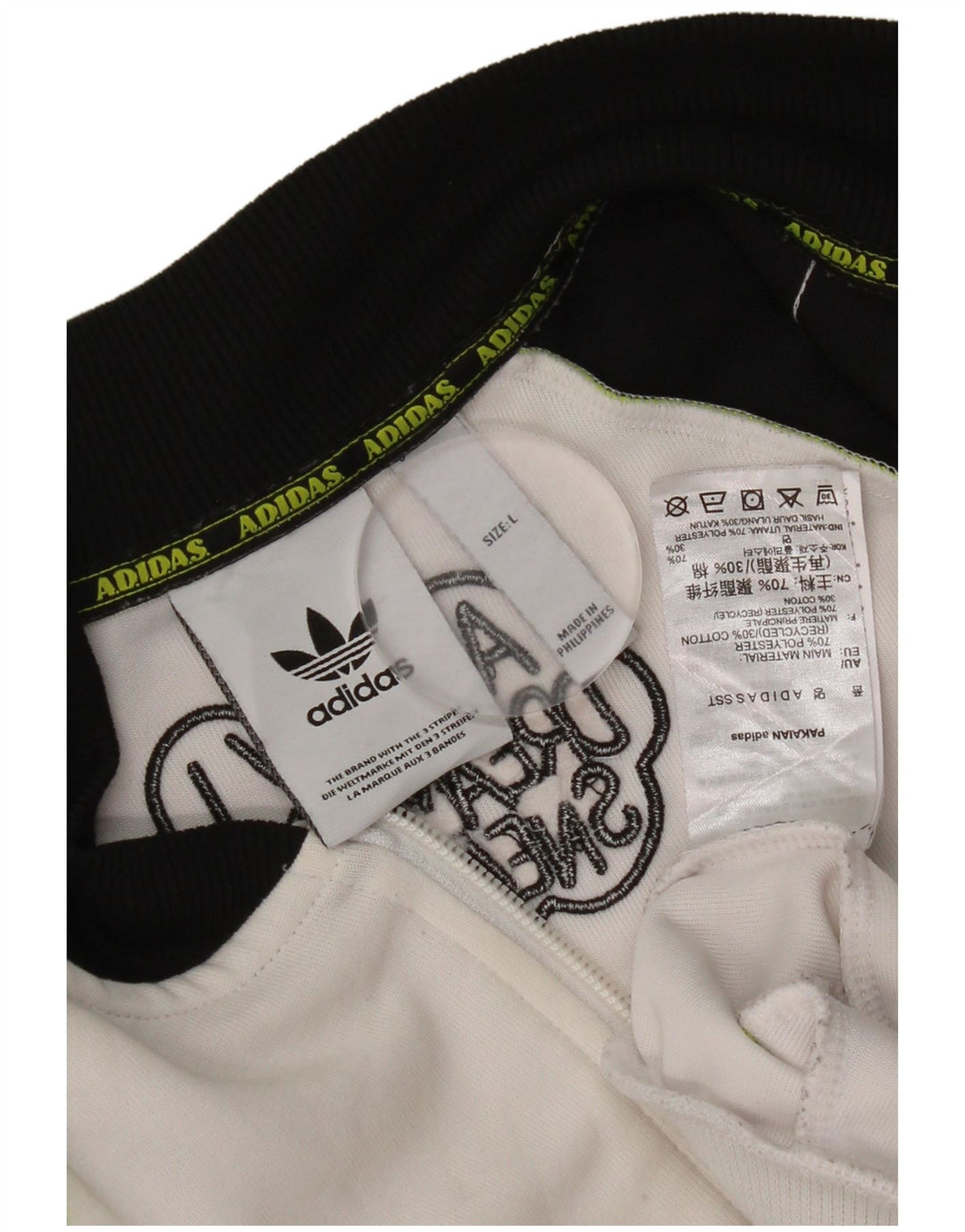 Adidas Herren-Trainingsanzug-Top-Jacke, großes weißes Colourblock-Polyester