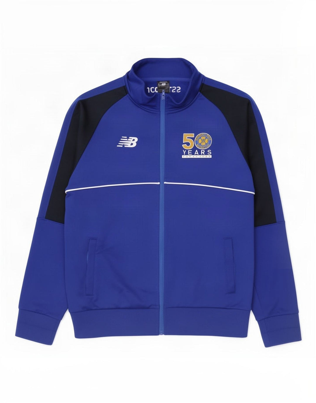 New Balance Herren-Trainingsanzugoberteil mit Grafik, mittelblau, Farbblock