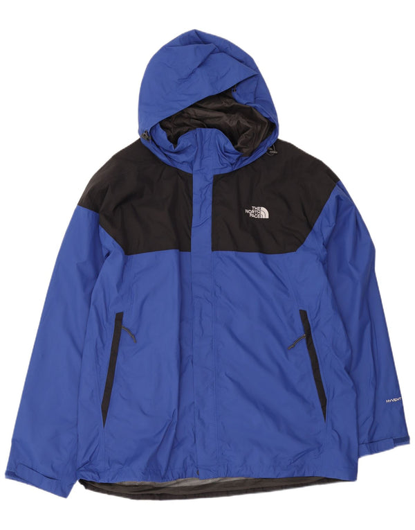 The North Face Herren Hyvent Kapuzen-Regenjacke UK 42 XL Blauer Farbblock