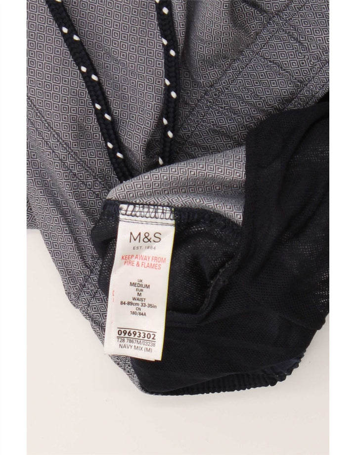 Marks & Spencer Herren-Sportshorts aus mittlerer marineblauer geometrischer Baumwolle