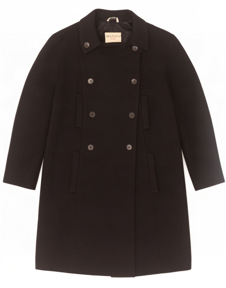 Max & Co. Damen Zweireihiger Mantel UK 14 Large Schwarz