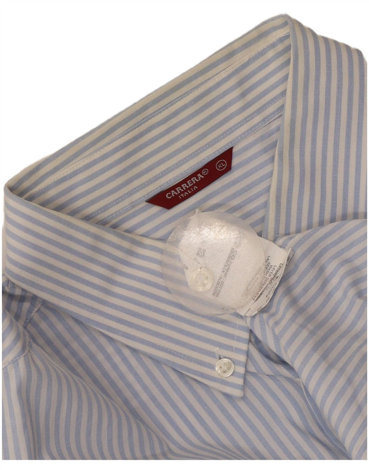 Carrera Herrenhemd XL, blaue Nadelstreifen-Baumwolle