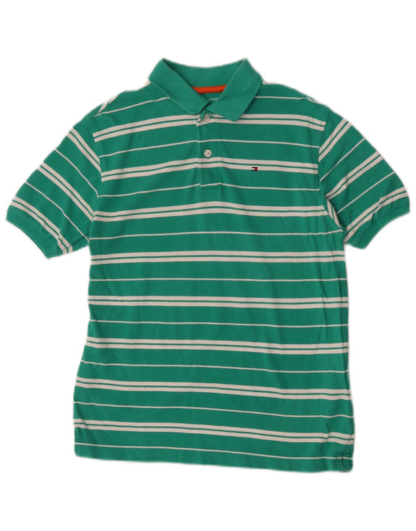 Tommy Hilfiger Jungen-Poloshirt, 12–13 Jahre, groß, grün gestreift, Baumwolle