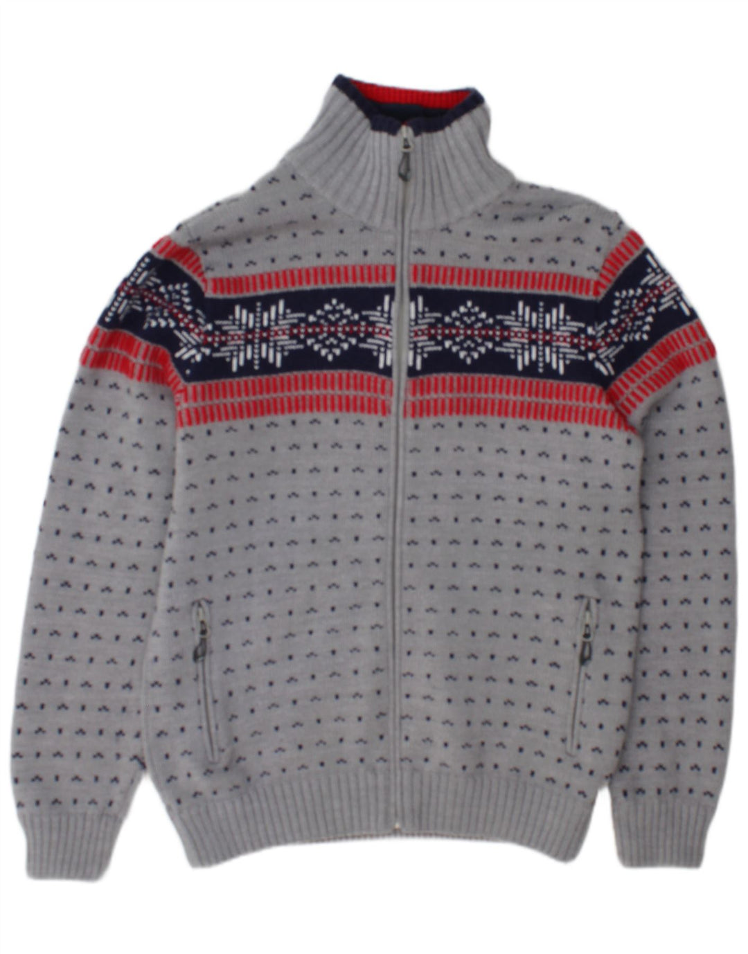 CMP Herren-Cardigan mit durchgehendem Reißverschluss IT 50 Mittelgraues Fair-Isle-Acryl
