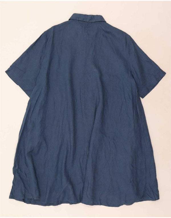 Benetton Damen-Hemdkleid in Übergröße, UK 18 XL, marineblaues Leinen