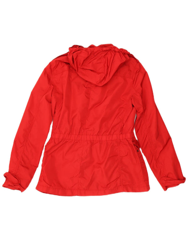 Zara Damen-Militär-Regenjacke mit Kapuze, UK 14, großes rotes Nylon