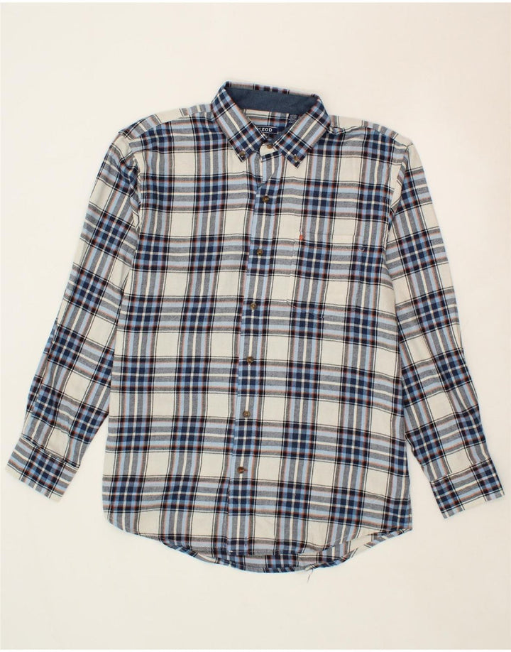 IZOD Mens Flannel Shirt Large Blue Check Cotton Vintage Izod and Second-Hand Izod from Messina Hembry 