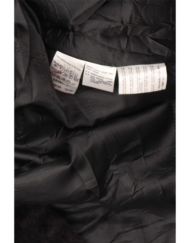 Max Mara Damen-Wickelmantel aus Kunstleder, Gr. 8, Schwarz, Alpakawolle