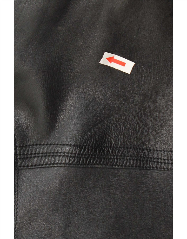 Angelo Litrico Herren Bomber-Lederjacke IT 50 Großes schwarzes Leder