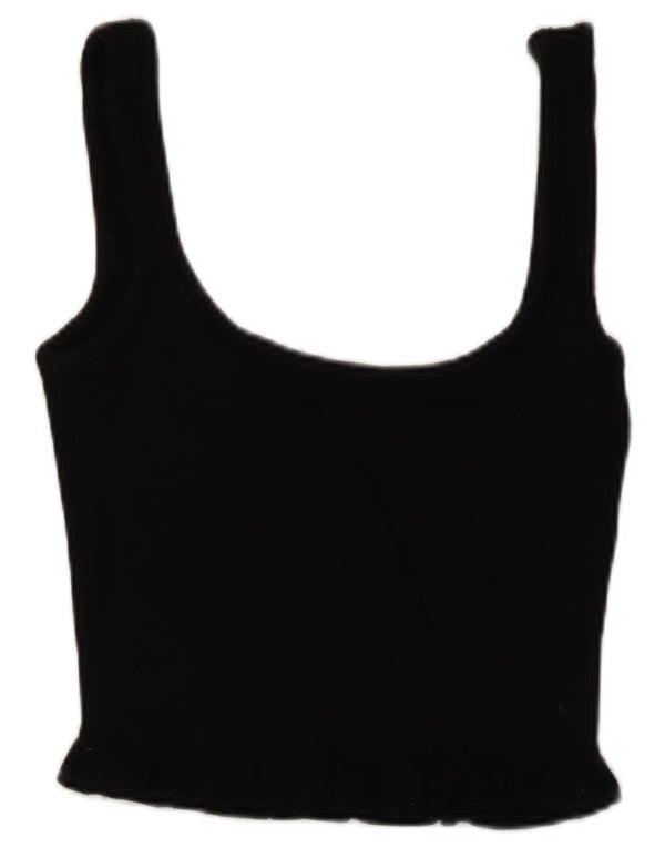 Zara Damen Crop Top UK 8 Small Schwarze Viskose
