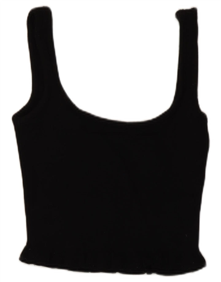Zara Damen Crop Top UK 8 Small Schwarze Viskose