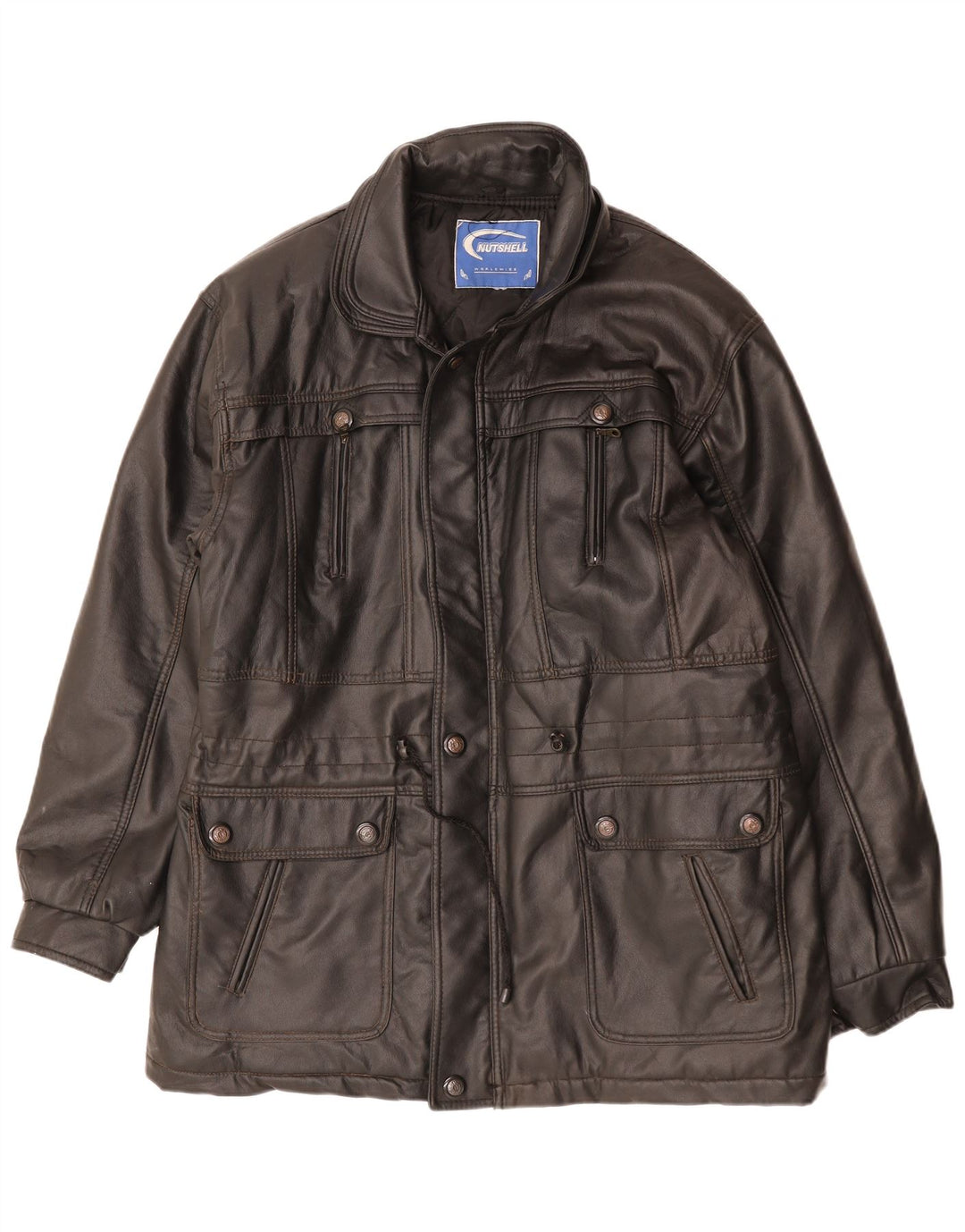 NUTSHELL Herren Ledermantel UK 40 Large Schwarz