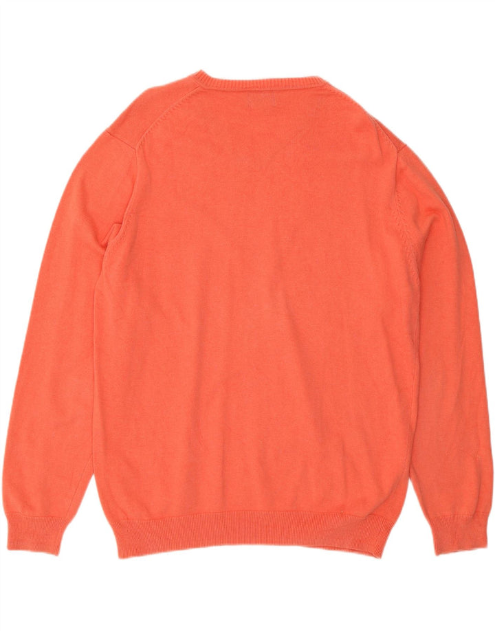 MASSIMO DUTTI Herren-Pullover mit V-Ausschnitt, groß, rosa Baumwolle