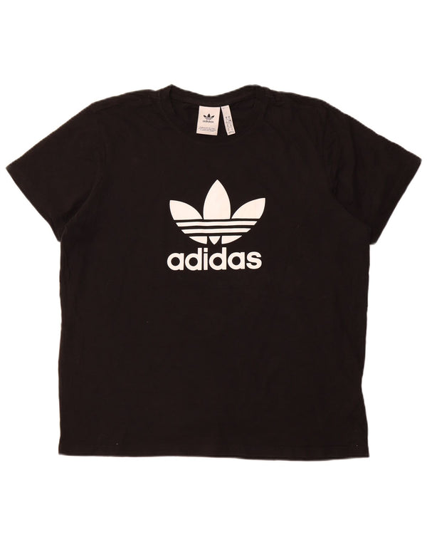 ADIDAS Damen Grafik T-Shirt Top UK 18 XL Schwarz Baumwolle