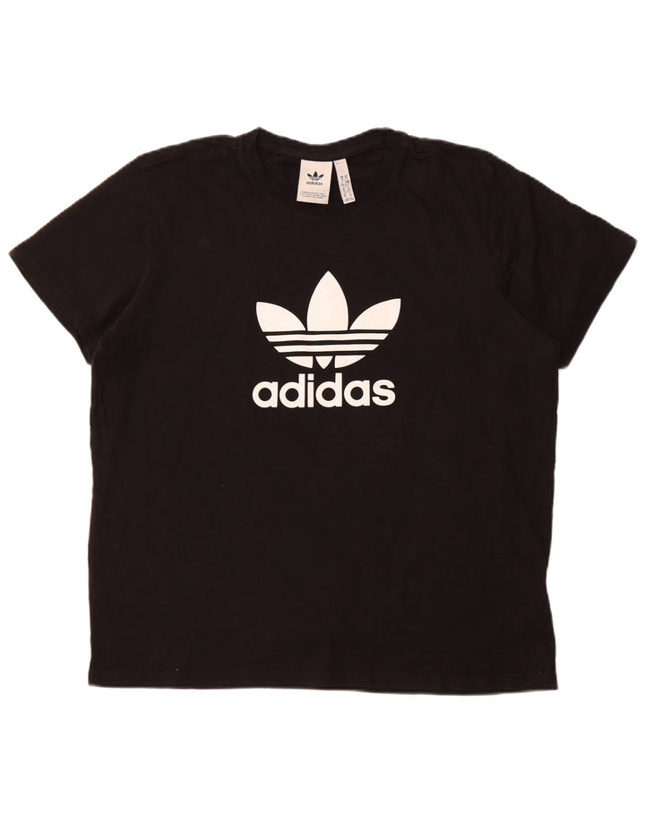 ADIDAS Damen Grafik T-Shirt Top UK 18 XL Schwarz Baumwolle