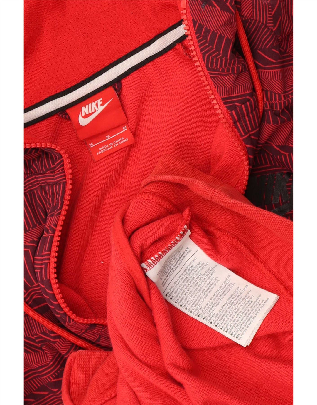 Nike Herren-Kapuzenpullover mit Reißverschluss, mittelrote geometrische Baumwolle