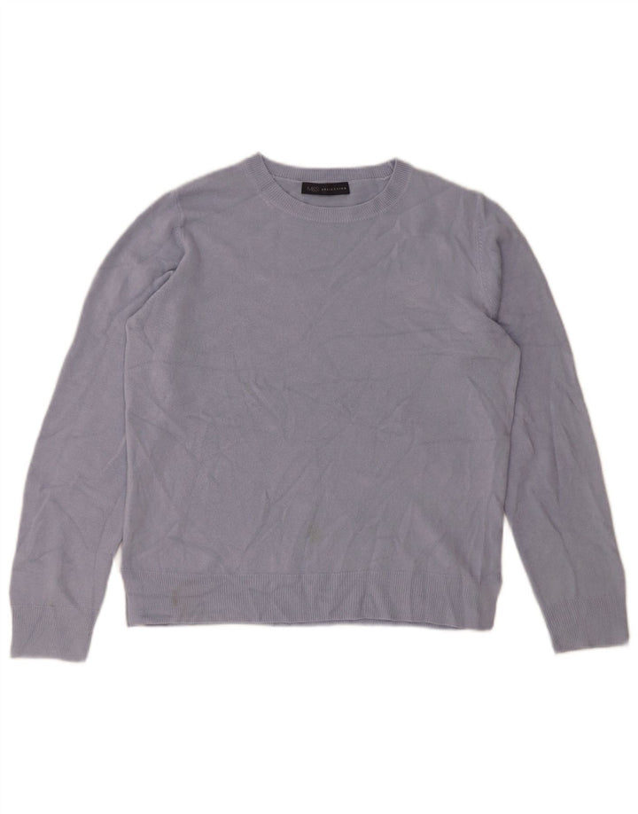 Marks & Spencer Damen-Pullover mit Rundhalsausschnitt, UK 14, Mittelblau, Acryl