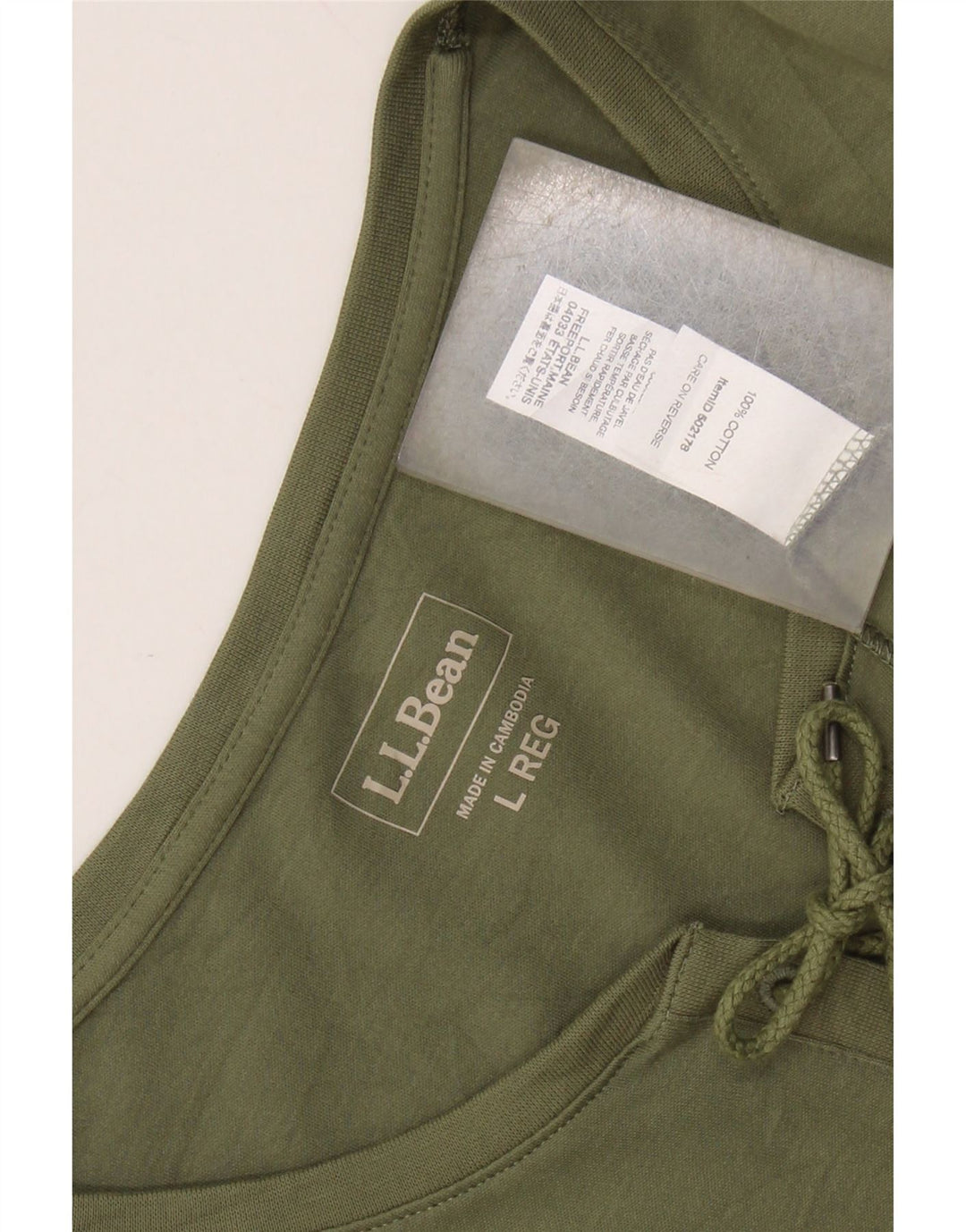 L.L.BEAN Damen-Top, 3/4-Ärmel, UK-Größe 16, Größe L, Khaki, Baumwolle