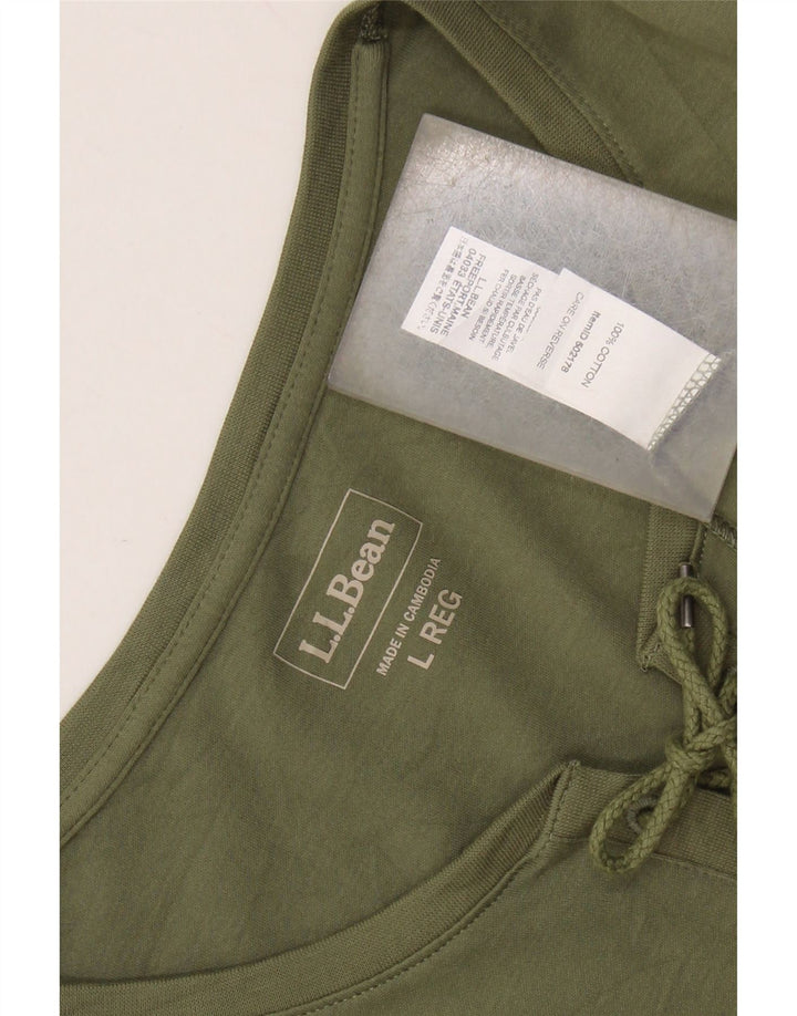 L.L.BEAN Damen-Top, 3/4-Ärmel, UK-Größe 16, Größe L, Khaki, Baumwolle