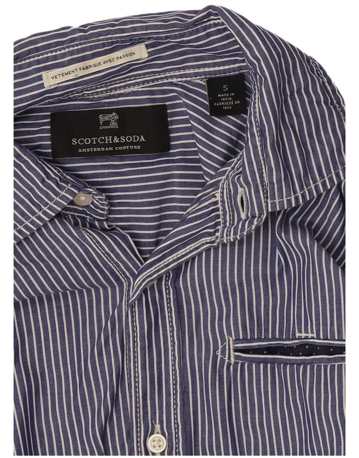 Scotch & Soda Herrenhemd, klein, blau gestreift, Baumwolle