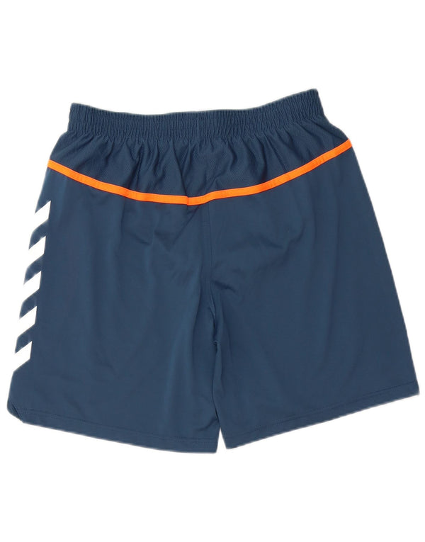 Hummel Herren-Sportshorts mit Grafik, mittleres Marineblau, Farbblock-Polyester