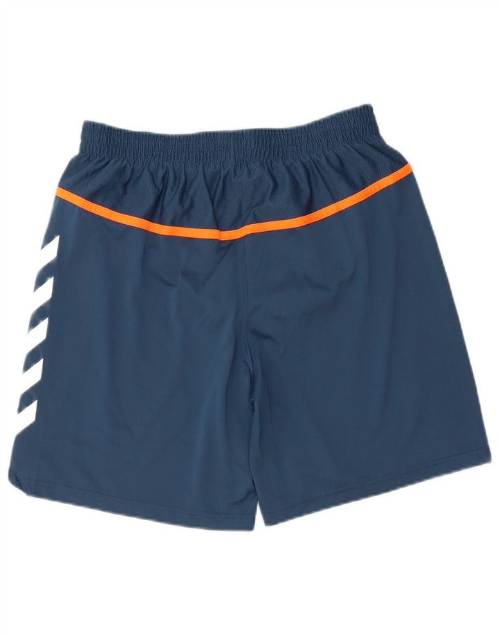 Hummel Herren-Sportshorts mit Grafik, mittleres Marineblau, Farbblock-Polyester