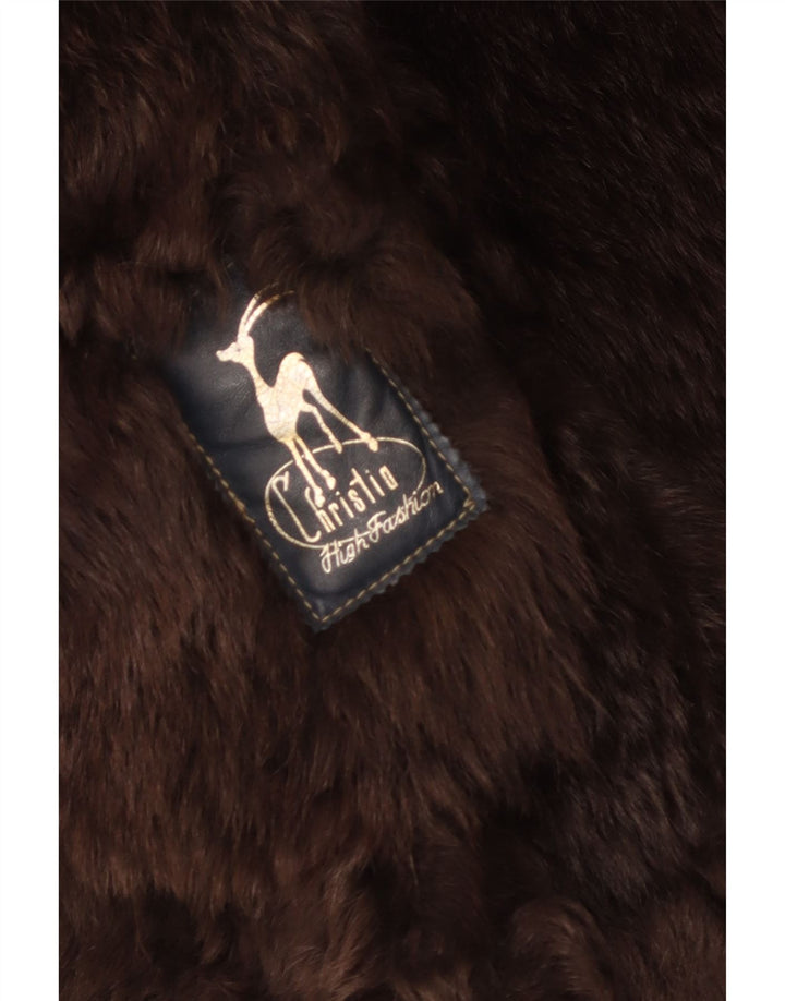 Offener Shearling-Mantel von Christia für Damen, UK 14, Mittelbeige