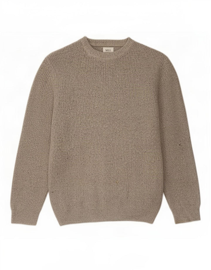 Marks & Spencer Herren-Pullover mit Rundhalsausschnitt, groß, grau meliert, Polyamid
