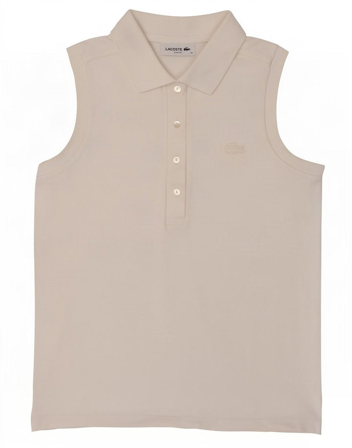 Lacoste Damen ärmelloses Slim-Fit-Poloshirt EU 36 Small Weiß