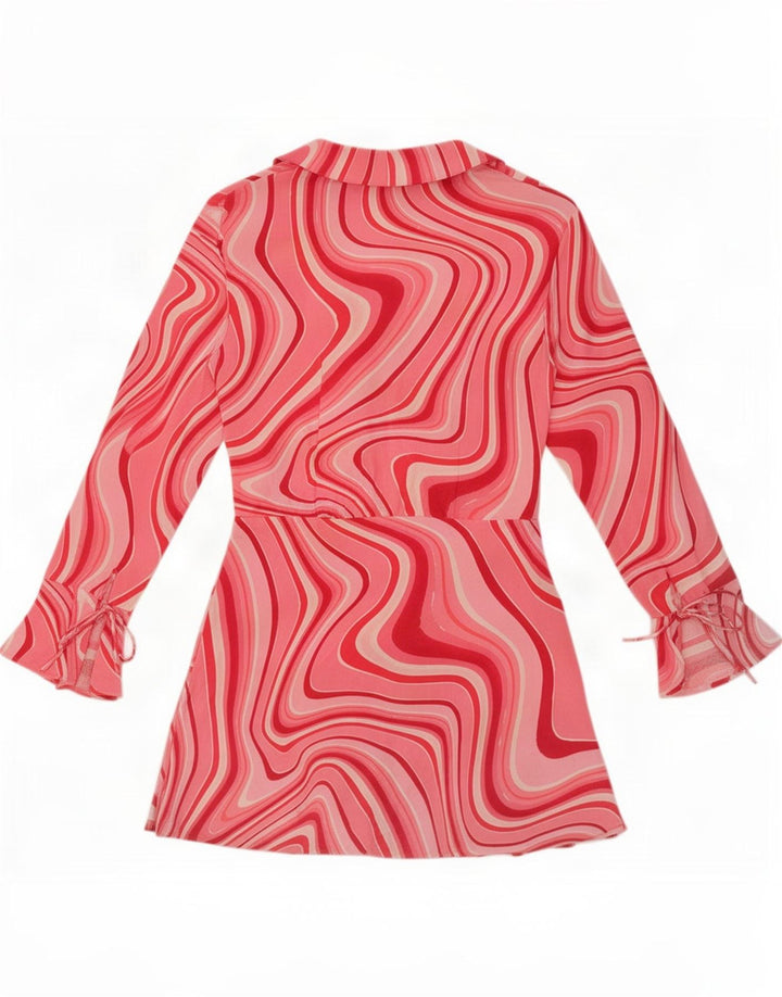 Zara Damen-Etuikleid mit Cut-Out und abstraktem Muster, Gr. 12, Mittelrosa
