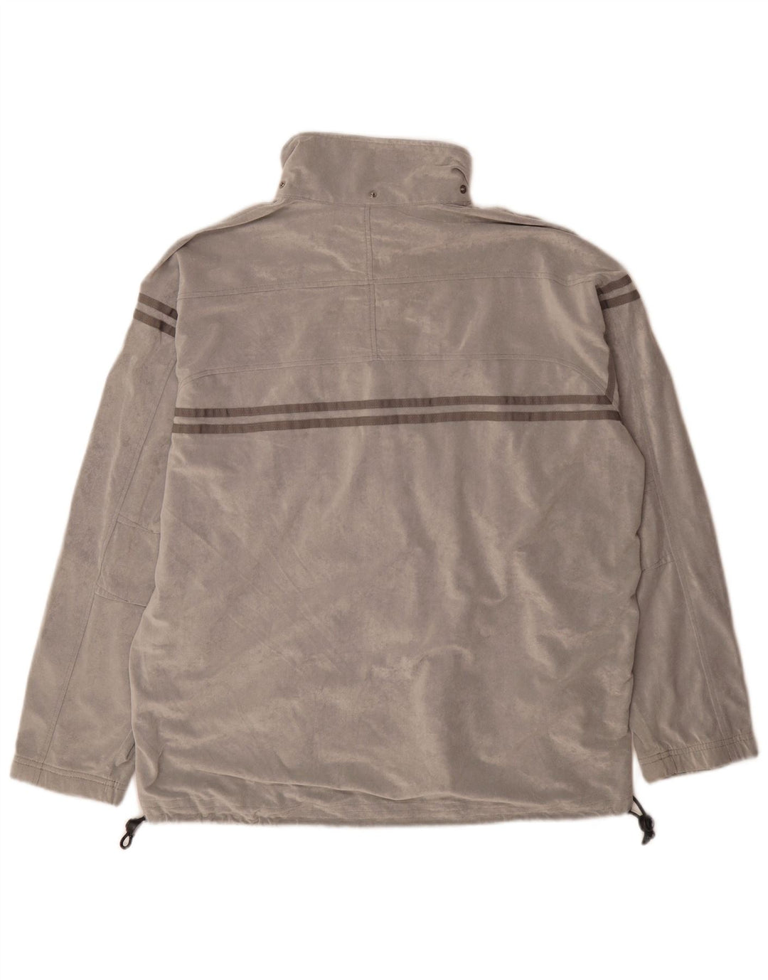 Asics Herren Velours-Trainingsanzug-Topjacke, großes grau gestreiftes Polyester
