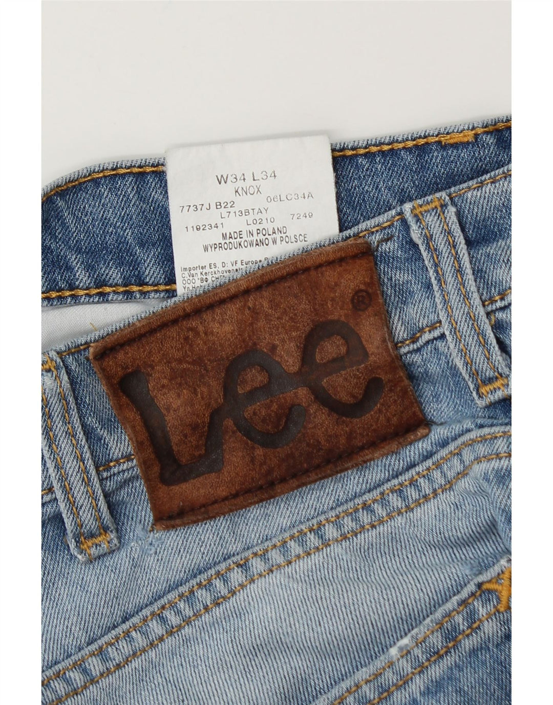 Lee Herren Knox Straight Jeans W34 L34 Blaue Baumwolle