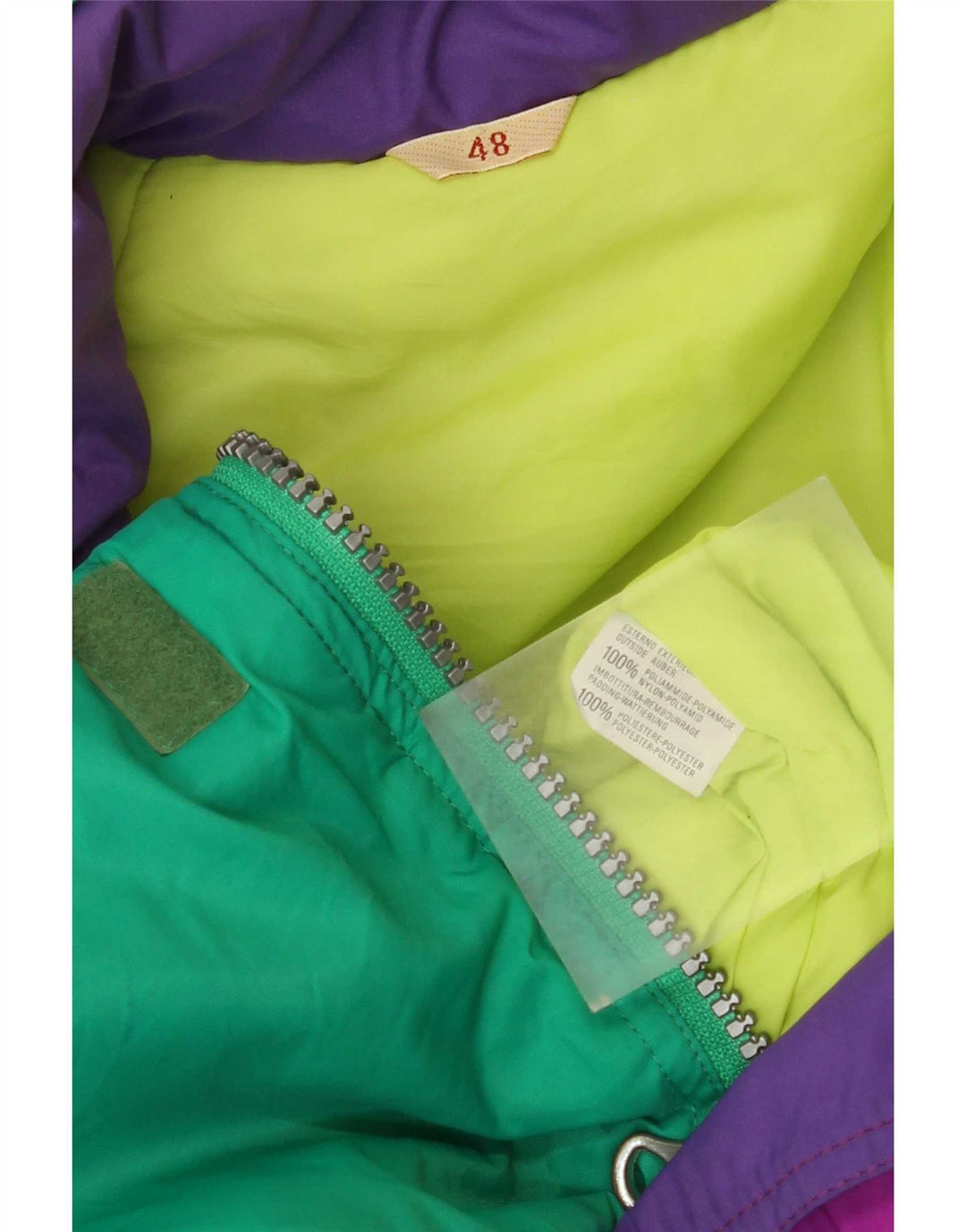 Vintage Damen Skioverall IT 48 XL Mehrfarbiges Colourblock-Polyamid