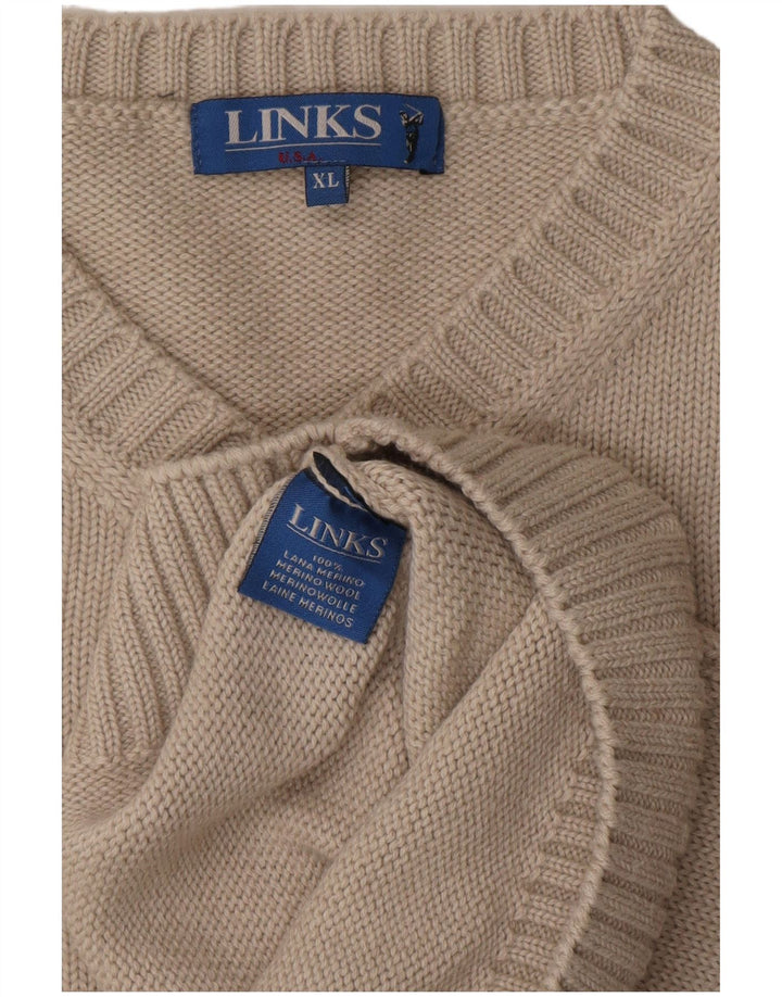 Vintage Herren V-Ausschnitt Pullover Pullover XL Grau Merinowolle