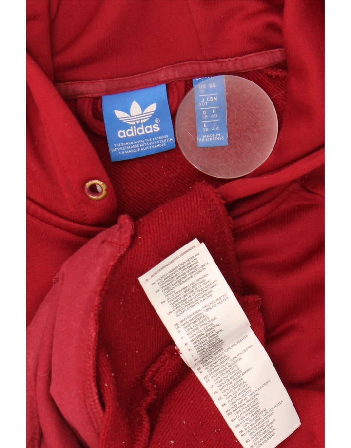 Adidas Damen Zip Hoodie Pullover UK 12 Medium Burgund Polyester