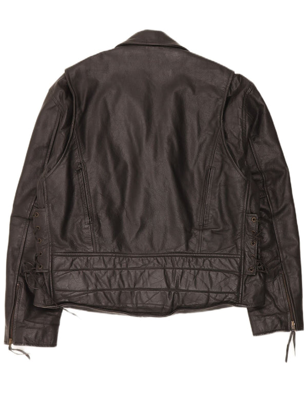 Vintage Herren Leder Bikerjacke UK 44 2XL Schwarz