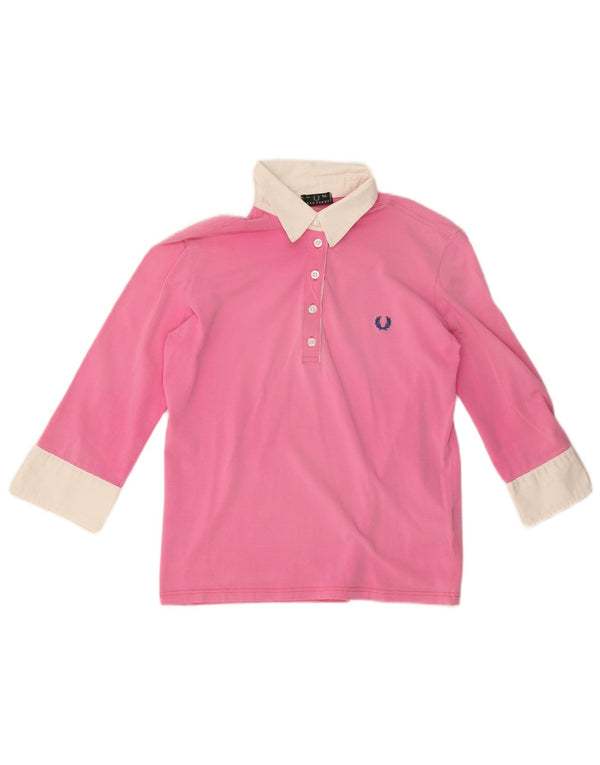 Fred Perry Mädchen-Poloshirt mit 3/4-Ärmeln, 13–14 Jahre, XL, Rosa, Farbblock