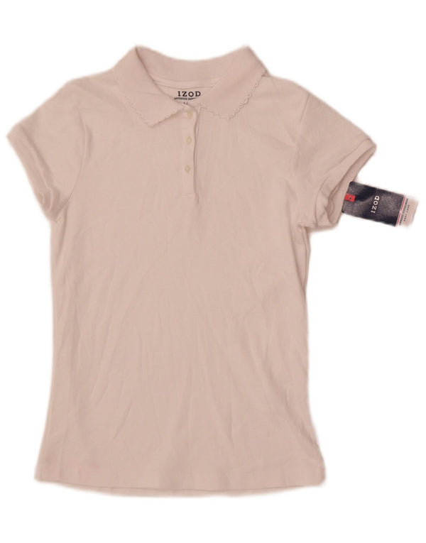 Izod Mädchen-Poloshirt, 13–14 Jahre, groß, weiße Baumwolle