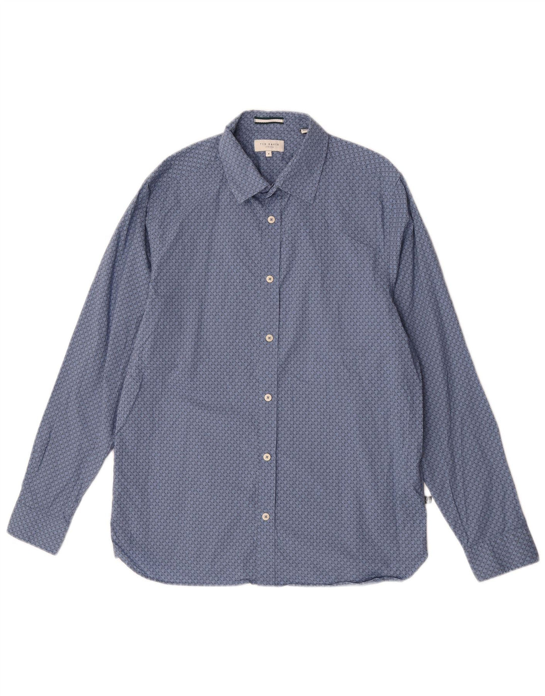 Ted Baker Herrenhemd, Größe 4, groß, blaue geometrische Baumwolle