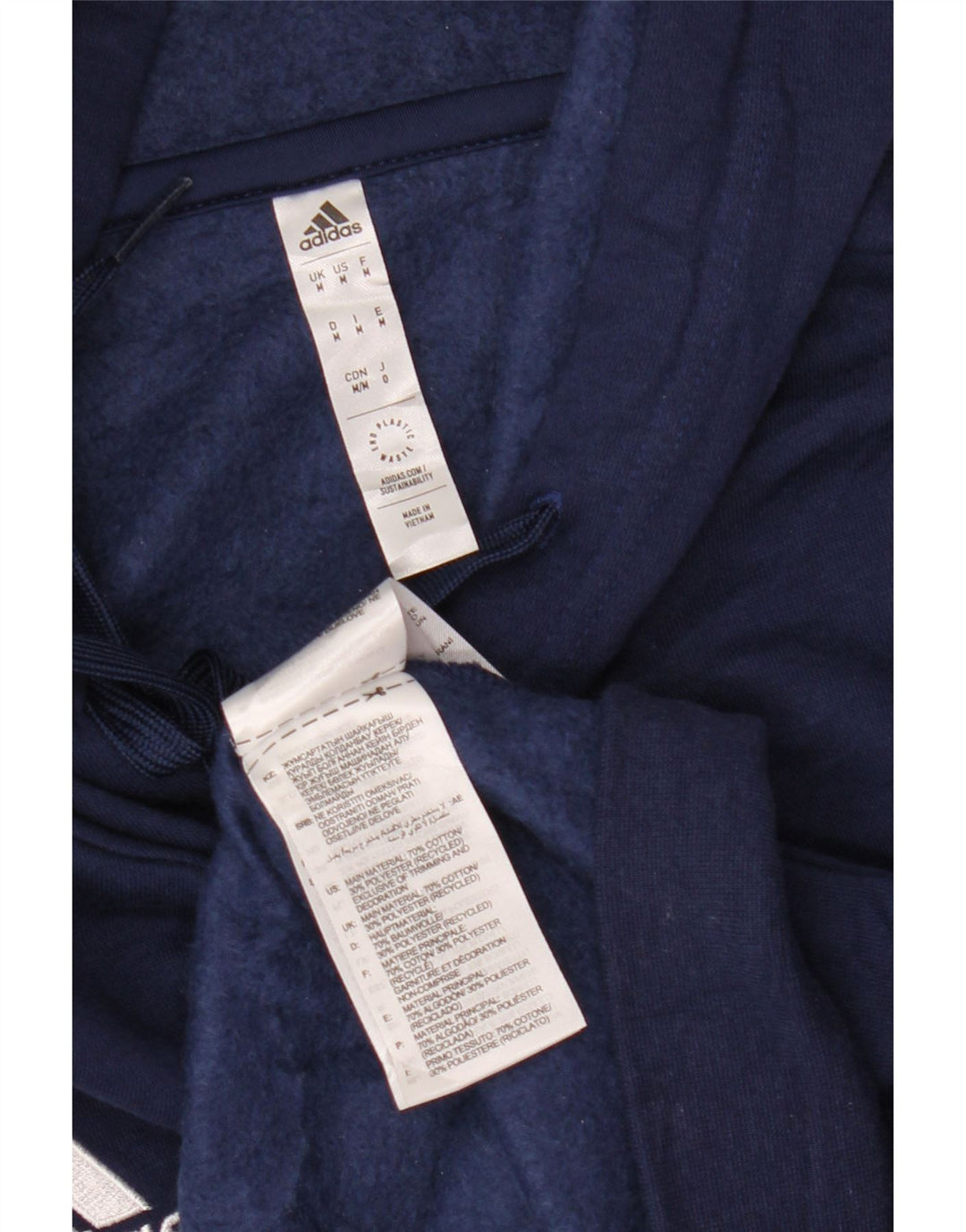 Adidas Herren Kapuzenpullover aus mittelblauer, marineblauer Baumwolle