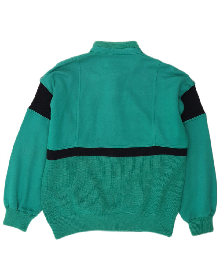 VINTAGE Herren-Cardigan-Pullover, große grüne Colourblock-Wolle