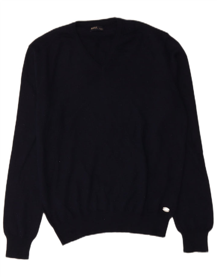 Rifle Herren-Pullover mit V-Ausschnitt, groß, Marineblau, Acryl
