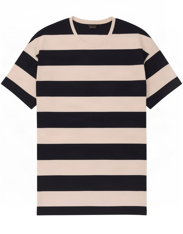 Zara Herren T-Shirt Top XL Marineblau gestreift aus Baumwolle