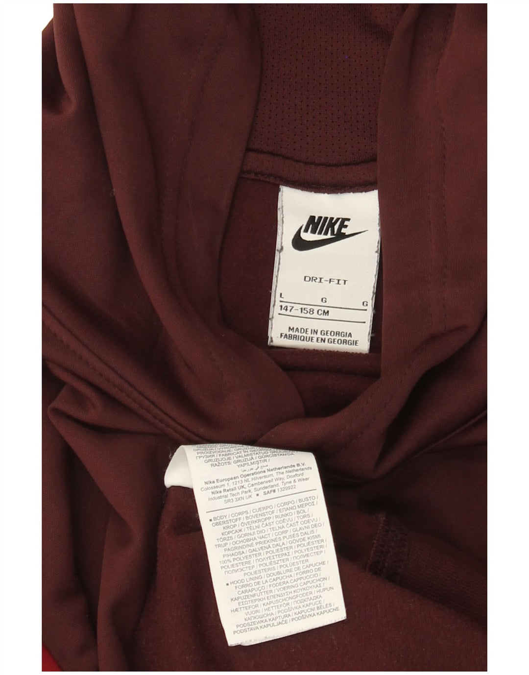 NIKE Kapuzenpullover mit Grafik für Jungen, 12–13 Jahre, groß, Burgunderrot, Farbblock