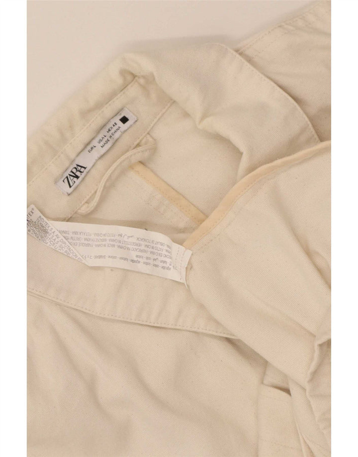 Zara Herren-Utility-Jacke UK 40 Large Beige Baumwolle