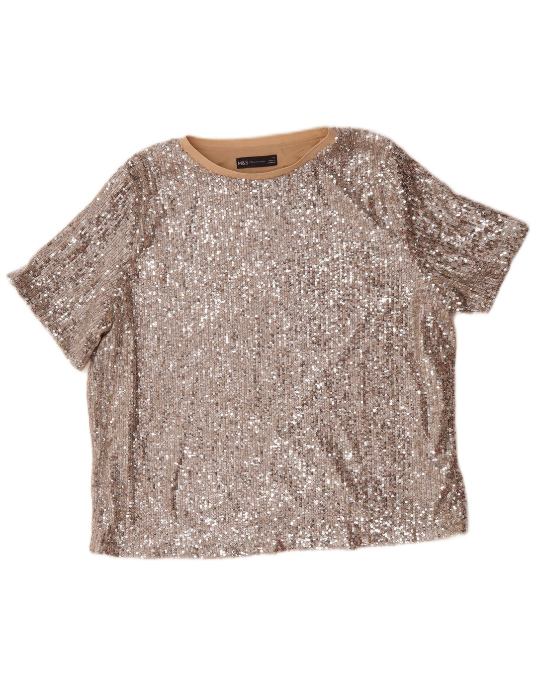 Marks & Spencer Damen-Bluse mit Pailletten, übergroß, Gr. 46, Silber